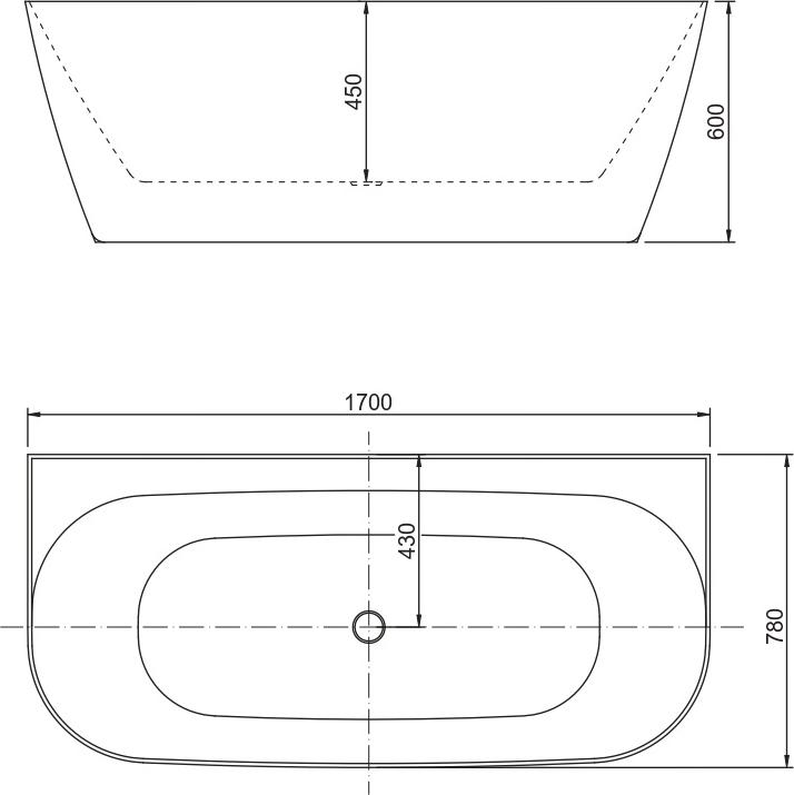 Акриловая ванна Allen Brau Priority 170x78 2.31003.20/AM, белый глянец/антрацит