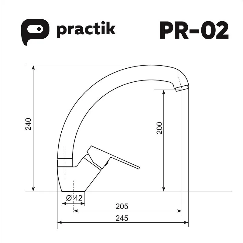 Смеситель для кухни Practik PR-02 PR-02-004 черный