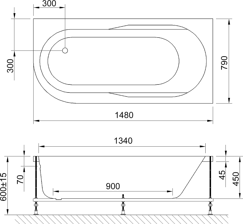 Акриловая ванна Royal Bath Azur RB 614201 R 150 см