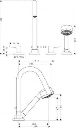 Смеситель для ванны Axor Citterio M 34454000