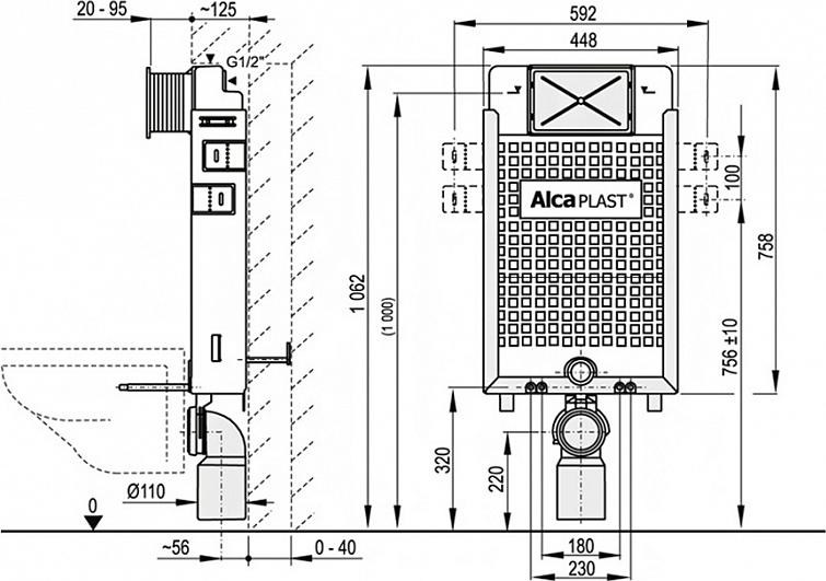 Инсталляция для унитаза AlcaPlast Renovmodul A115/1000