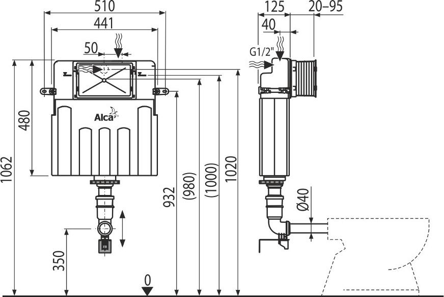 Смывной бачок скрытого монтажа Alcaplast Basicmodul Slim AM113