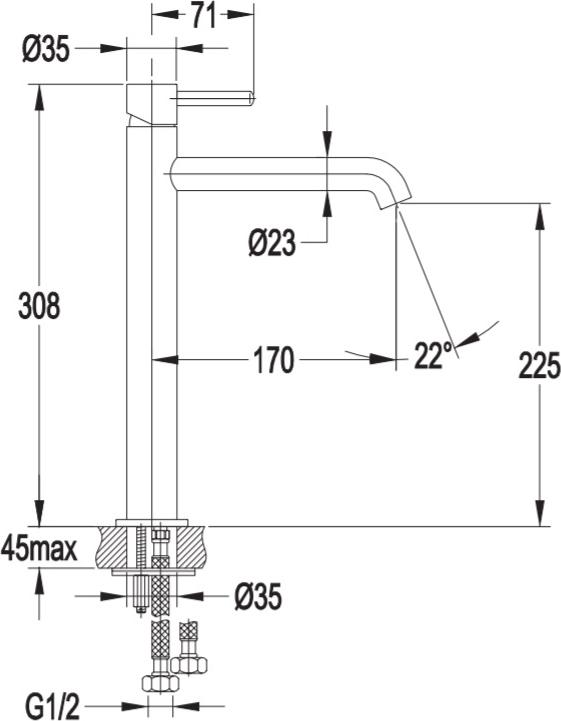 Смеситель для раковины Omnires Y Y1212CR, хром