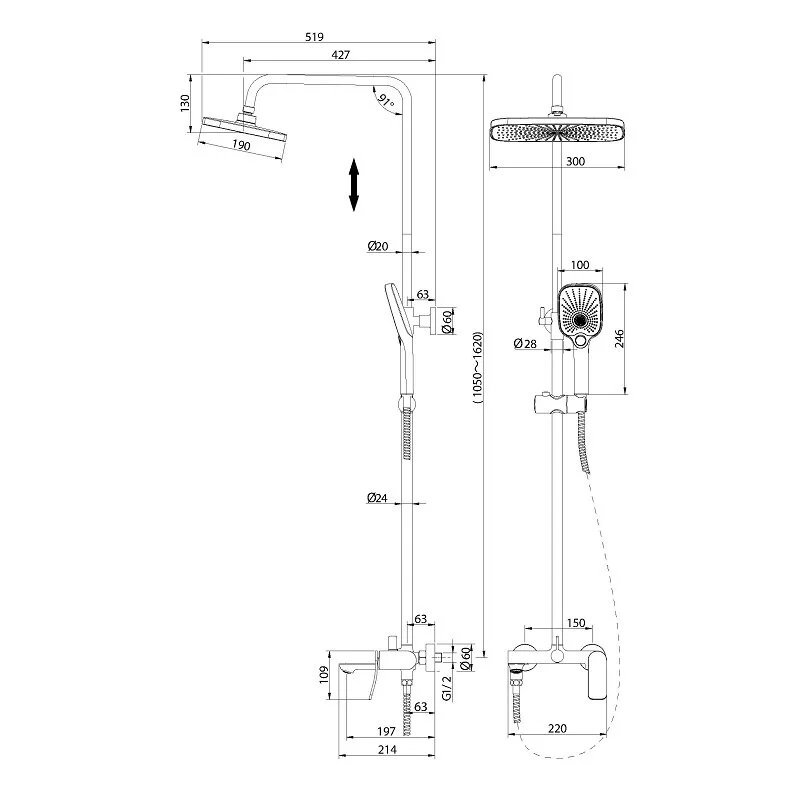 Душевая система Grossman Advans 500.K35.09.210 черный