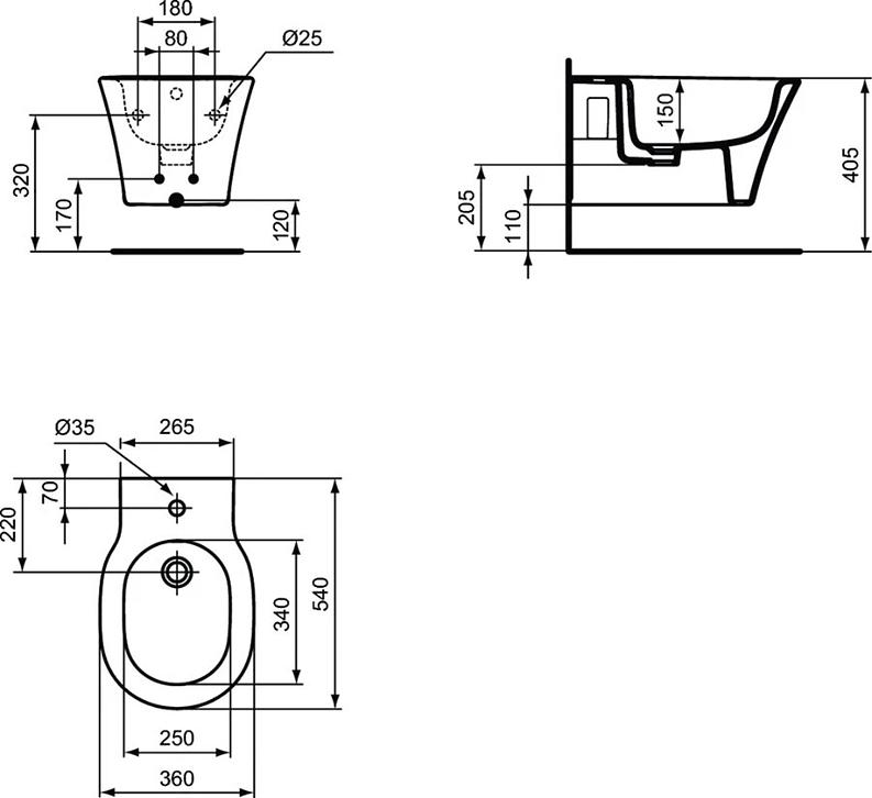 Подвесное биде Ideal Standard Connect Air E233501, белый