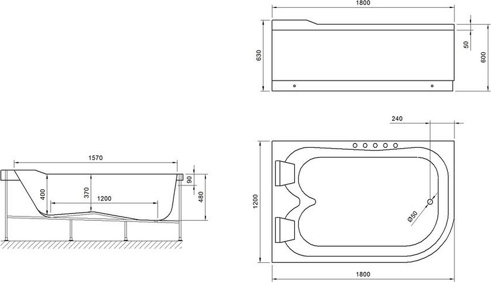 Акриловая ванна Royal Bath NORWAY 180x120 RB331100K-L