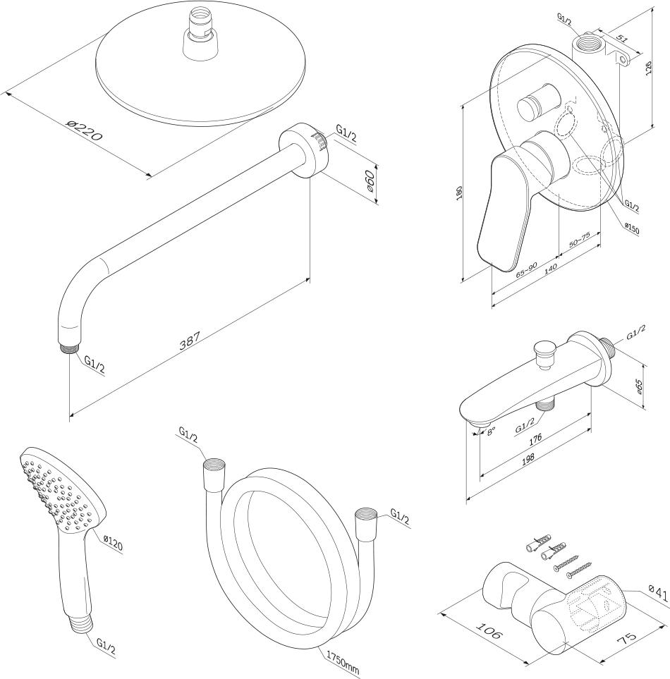 Душевая система Am.Pm X-Joy FB85A10000, хром