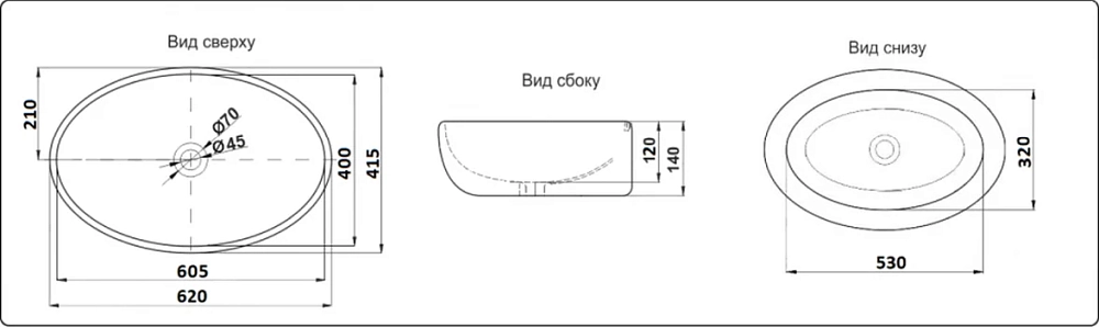 Раковина накладная CeramaLux Серия N N 9433 белый