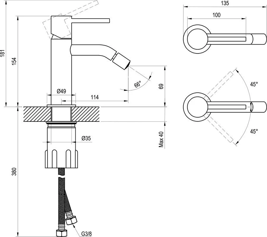 Смеситель для биде Ravak Espirit X070281 черный