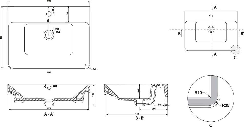 Тумба с раковиной BelBagno Luxury 60 bianco lucido