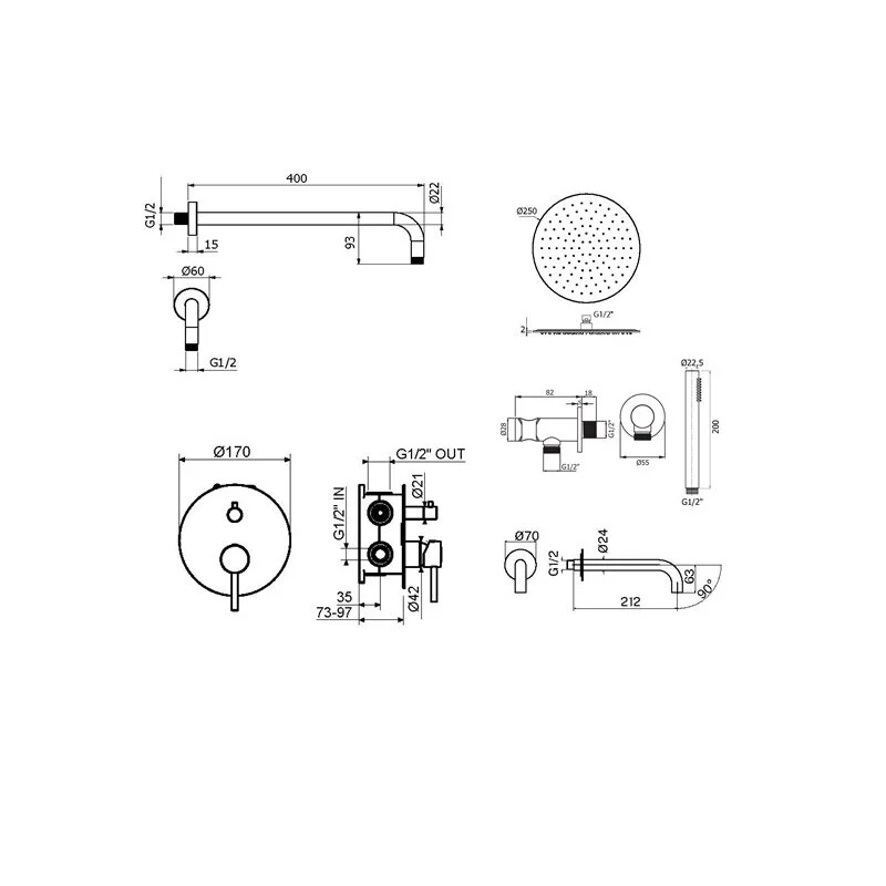 Душевая система Plumberia Selection Ixo KITXO19OB60 золото