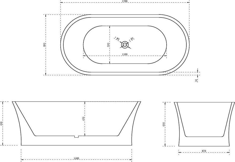 Акриловая ванна Abber 170x80 AB9202