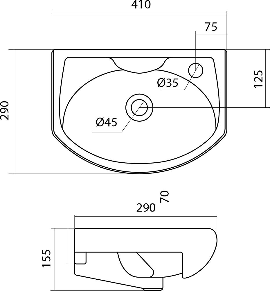 Раковина Santek Азов 1WH110254 40 см.