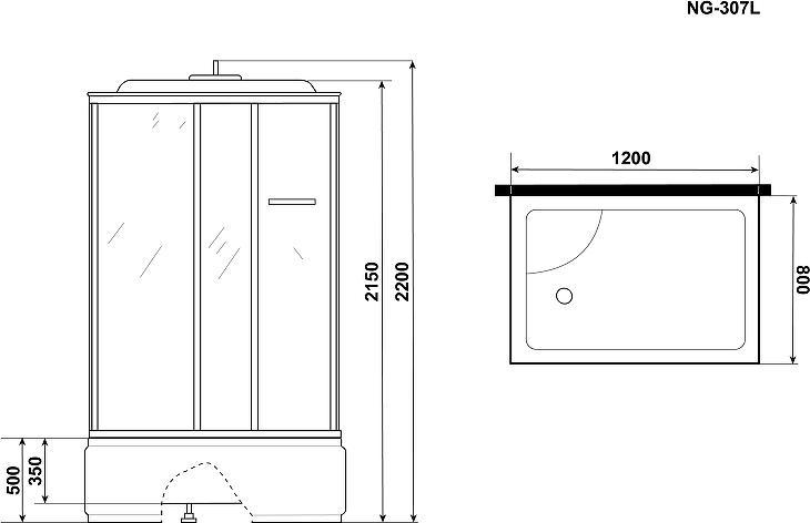 Душевая кабина Niagara Ultra 120x80 NG-307-01L 3070164L левая, профиль хром, стекло прозрачное с полосой