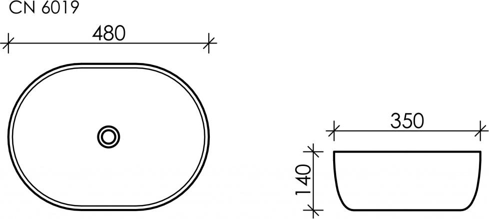 Раковина накладная 48 см Ceramica Nova Element CN6019, белый