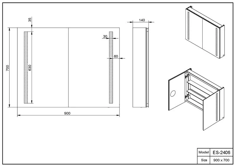 Зеркальный шкаф Esbano ESMS2406