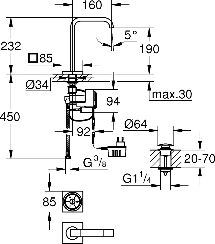 Термостат Grohe Allure F-digital 36342000 для раковины