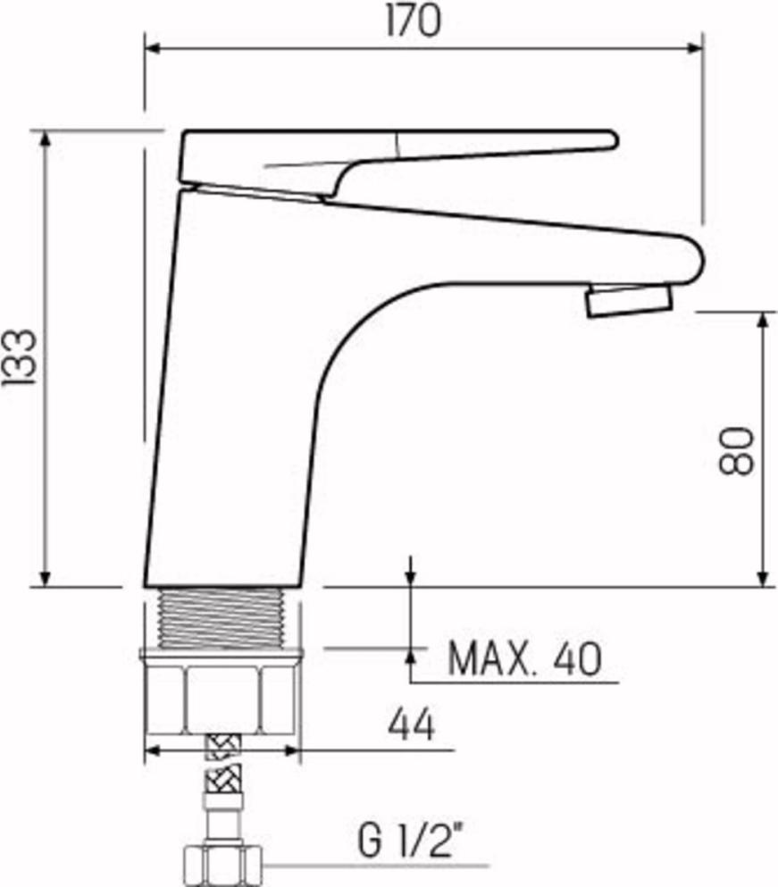 Смеситель для умывальника РМС SL121-001F, хром