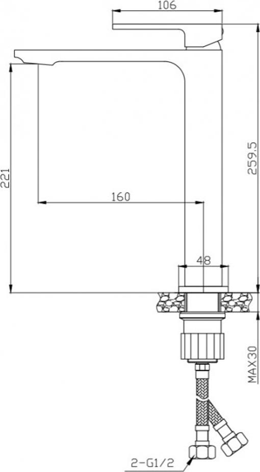 Смеситель для накладной раковины BelBagno LUCE LUC-LMC-NERO-W0, черный матовый