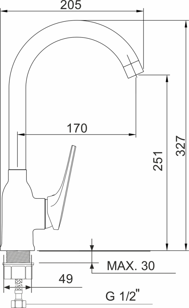 Смеситель для кухни РМС SL122-017F, хром