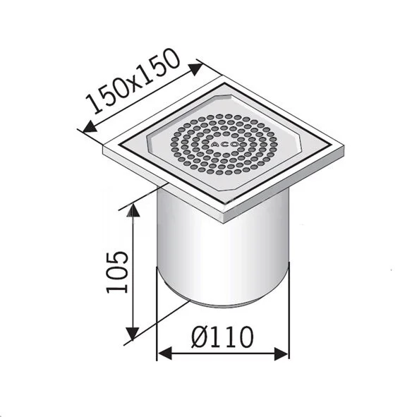 Водоотводный трап Aco EG150 97211 15 x 15 x 10.5 см с решеткой, нержавеющая сталь