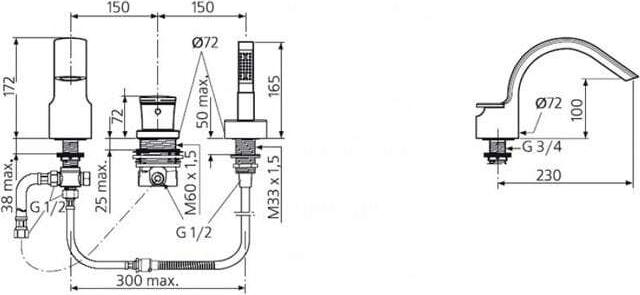 Смеситель на борт ванны Ideal Standard Venice A5376AA, хром