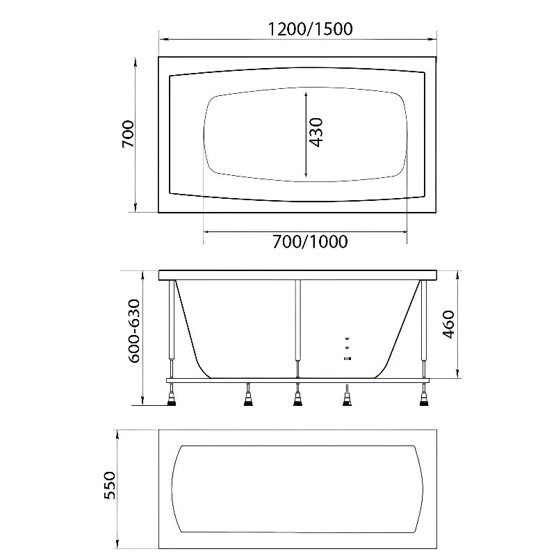 Акриловая ванна 1MarKa Viola 01ви1570кс2+ белый