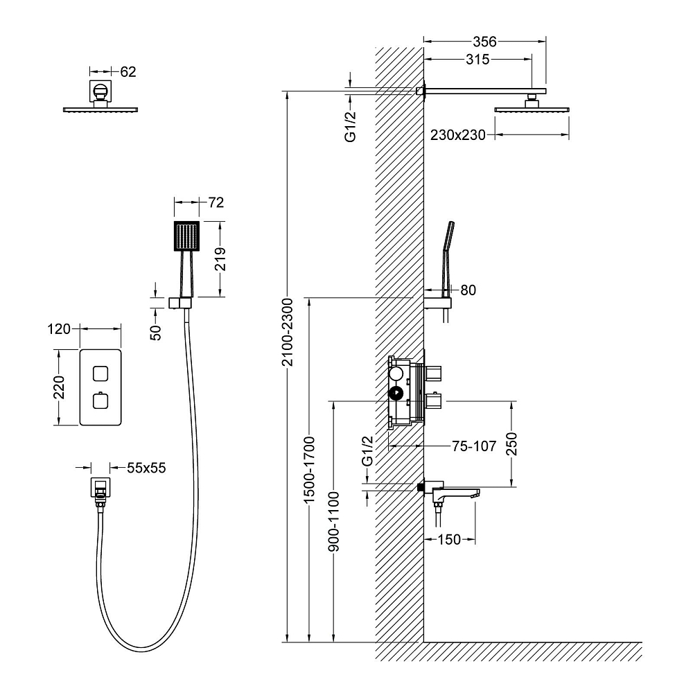 Душевая система Timo Petruma SX-5049/17SM золото