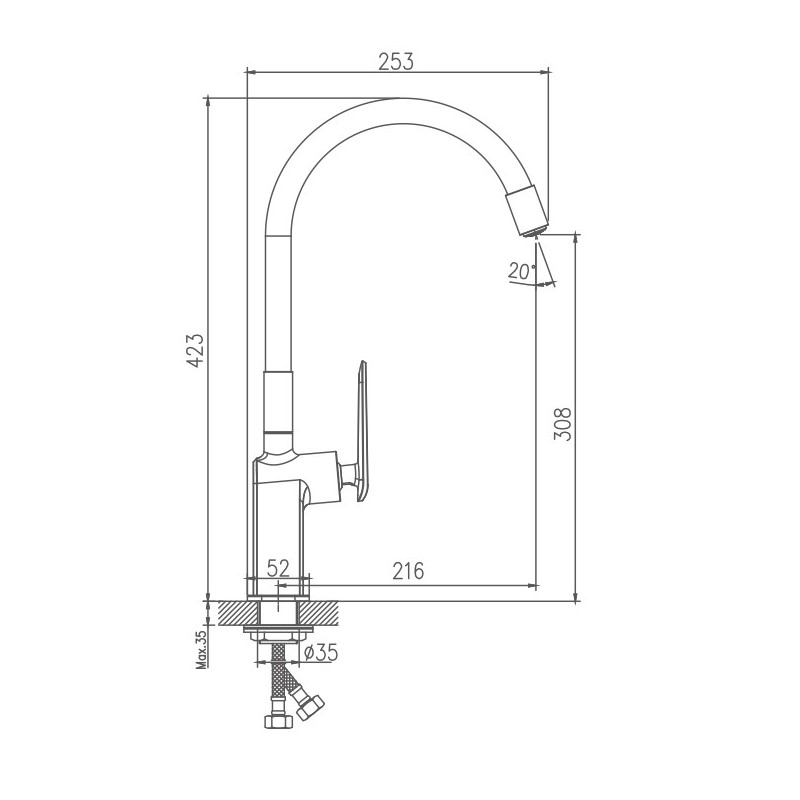 Смеситель для кухни Haiba HB73548-7 черный