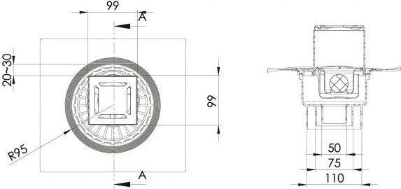 Душевой трап Berges Wasserhaus Zentrum Antik 094464 10х10 Бронза