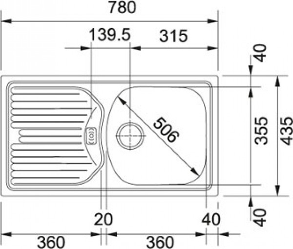 Кухонная мойка 78 см Franke Eurostar ETL 614 101.0060.167, нержавеющая сталь декор