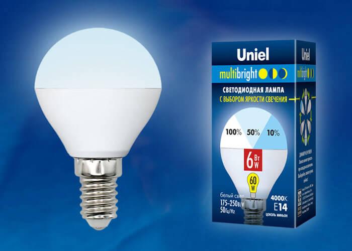 Лампа светодиодная Uniel E14 6W 4000K матовая LED-G45-6W/NW/E14/FR/MB PLM11WH UL-00002376