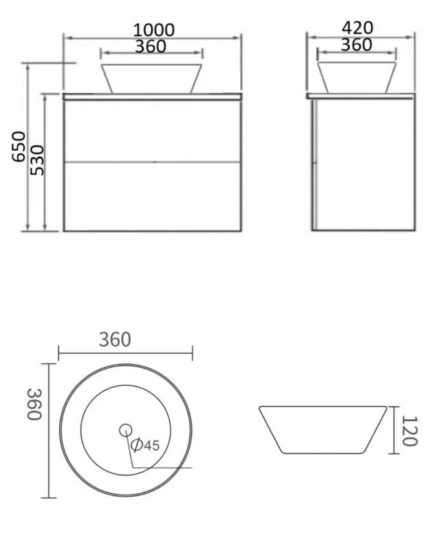 Тумба под раковину Orange Otto Ot-100TuMDF+B08-360W белый