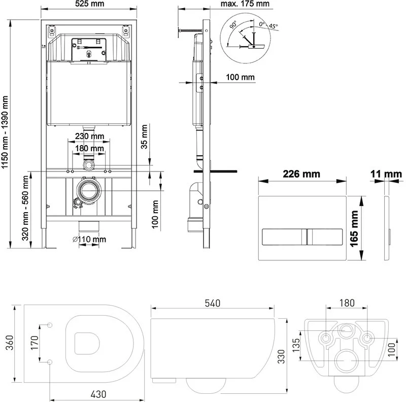 Инсталляция Berges Novum 525, в комплекте кнопка L3, унитаз EGO XL, сидение Toma SO, 043233