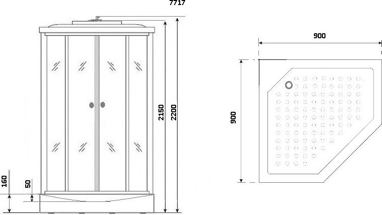 Душевая кабина Niagara Lux 7717W 100x100x220, хром металлик