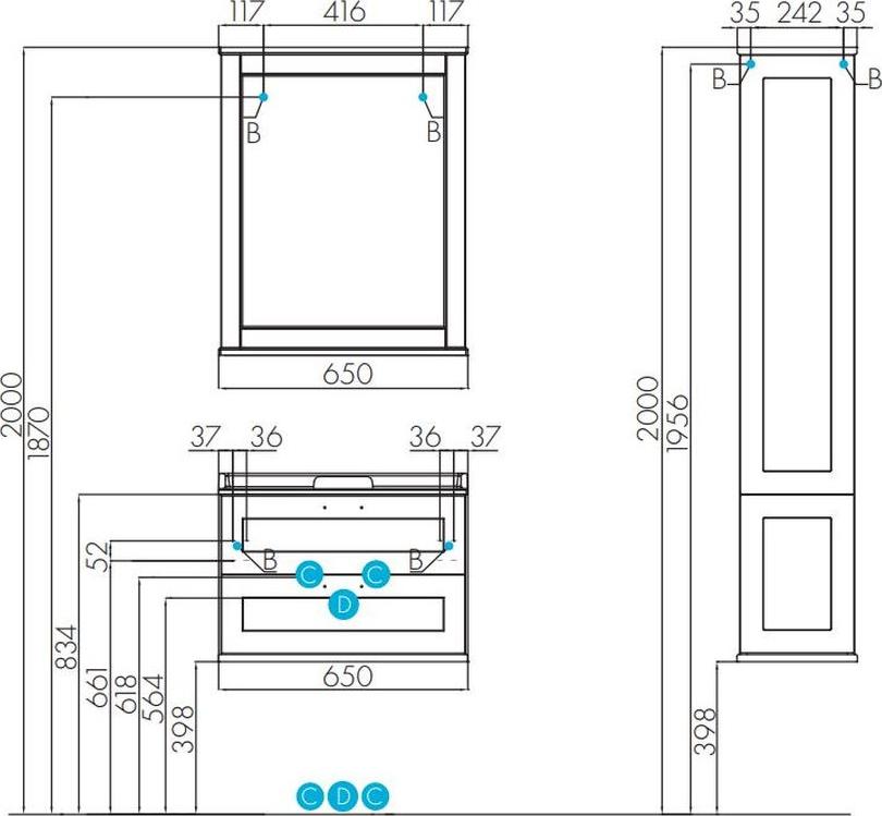 Тумба с раковиной Aquaton Леон 65 1A1870K0LBPS0, дуб белый