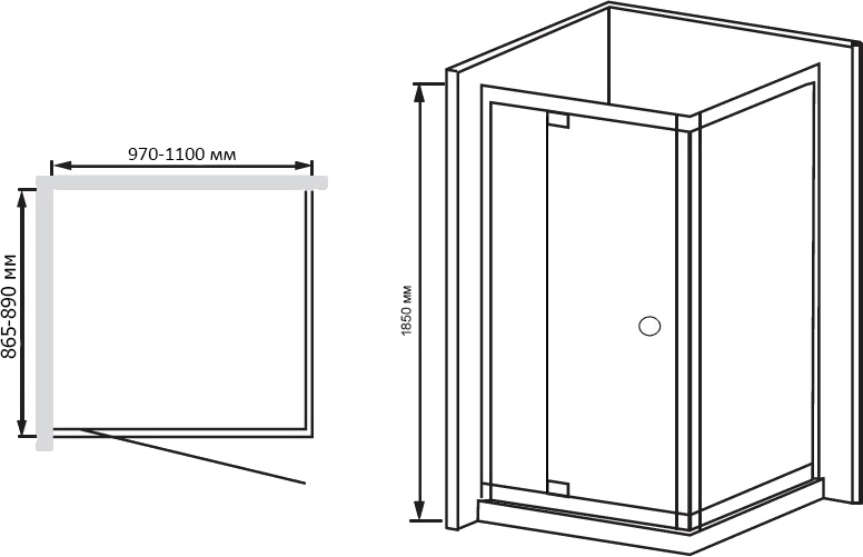 Душевой уголок RGW Passage PA-44 (970-1100)х900 стекло чистое