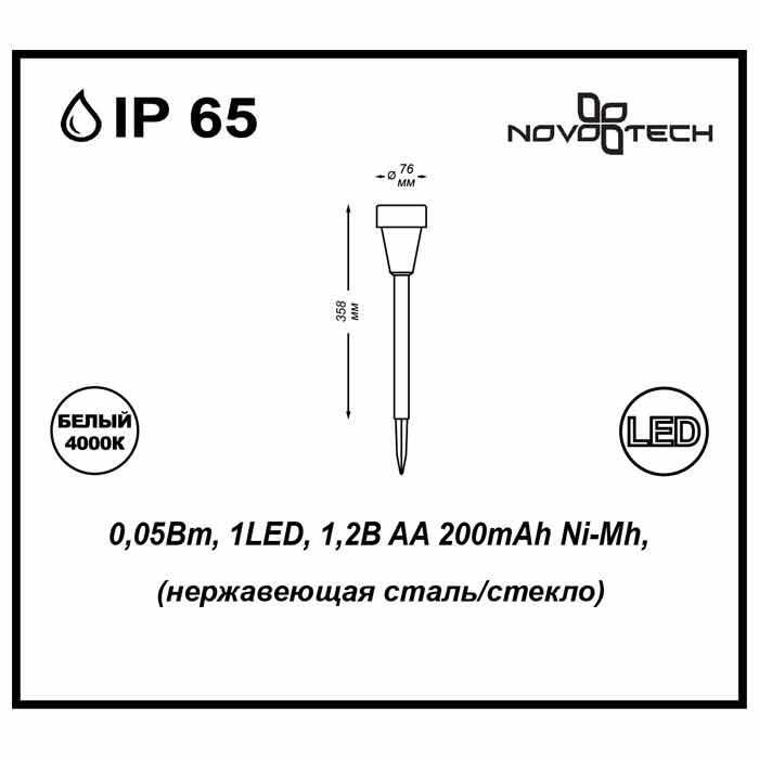 Светильник на солнечных батареях Novotech Solar 357212 (уцененный товар)