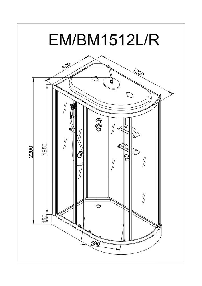 Душевая кабина Deto Em EM1512L