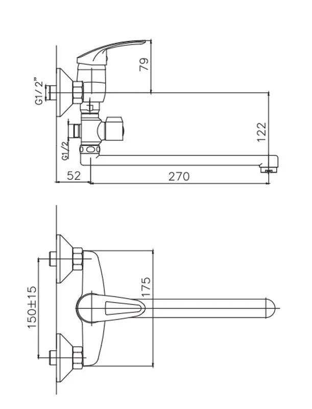 Смеситель для ванны с душем Cron CN39 CN2139 хром