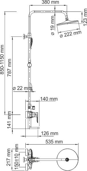 Душевая стойка WasserKRAFT A16601, хром