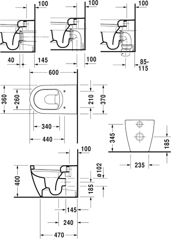 Приставной унитаз Duravit Me by Starck 2169090000