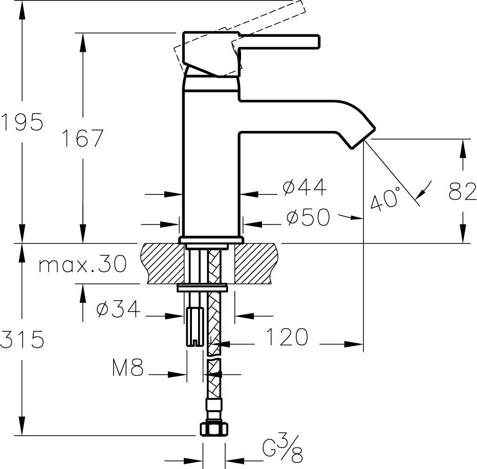 Смеситель для раковины VitrA Minimax S A41984EXP, хром