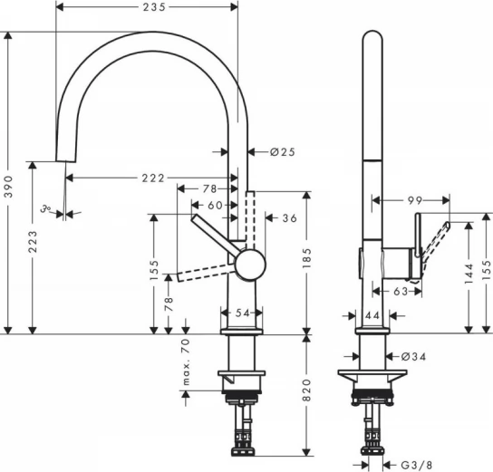 Смеситель для кухни Hansgrohe Talis M54 72843670, чёрный матовый