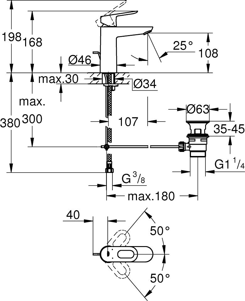 Смеситель для раковины Grohe BauLoop 23762000