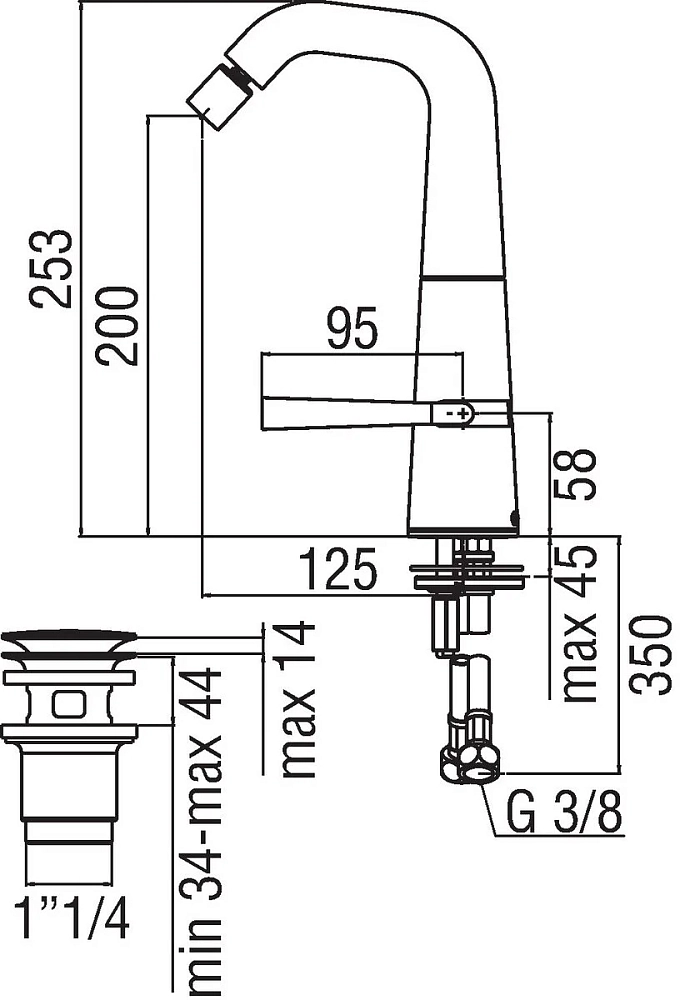 Смеситель для биде Teknobili Likid LK00119/2CR хром