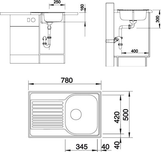 Кухонная мойка Blanco Tipo 45 S Compact сталь полированная