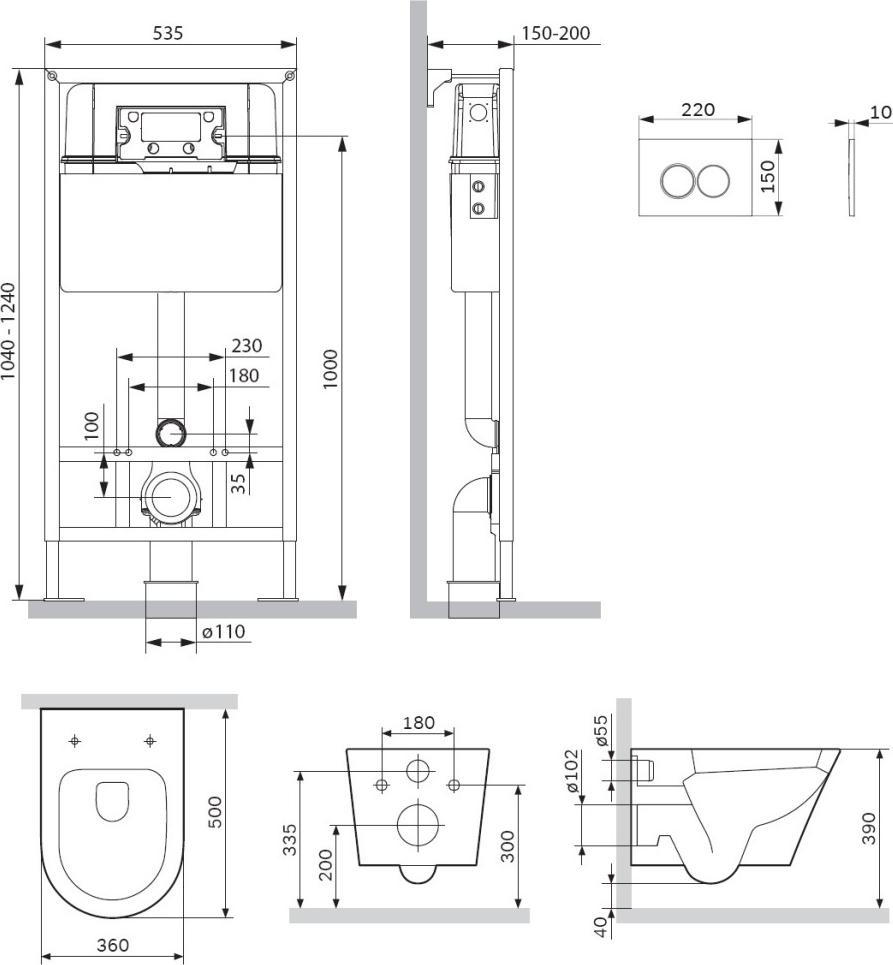 Инсталляция с подвесным унитазом Am.Pm Sense IS70151.741701 с сиденьем микролифт и клавишей смыва хром глянец