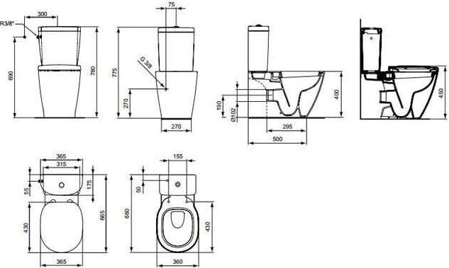 Бачок для унитаза Ideal Standard Connect E786101, боковая подводка