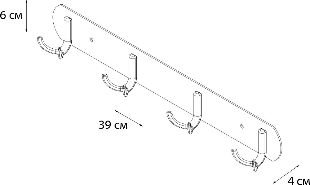 Планка Fixsen FX-2114 хром 4 крючка